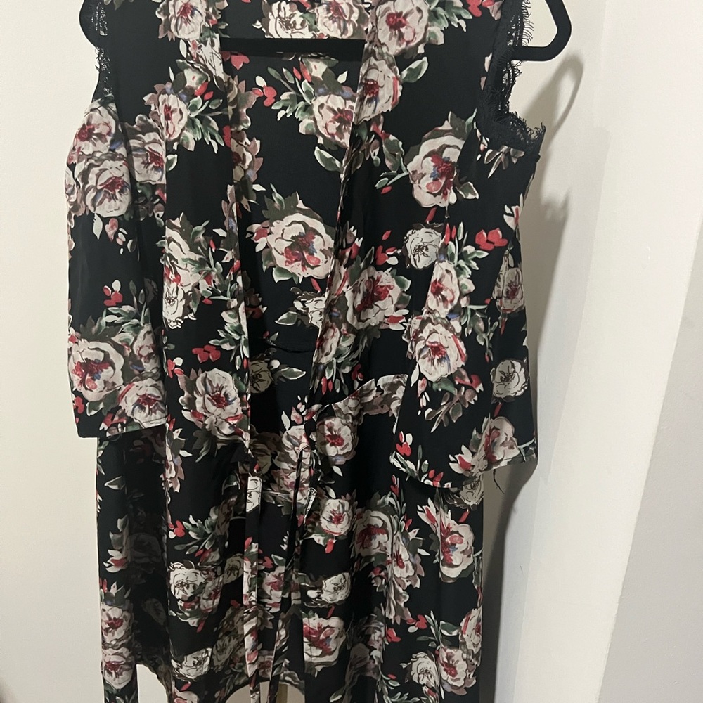 Floral Black Sleeveless Dress